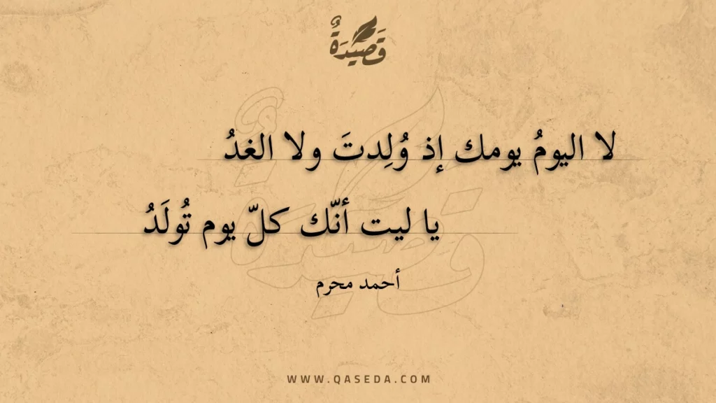 لا اليوم يومك إذ ولدت ولا الغد - | موقع قصيدة
