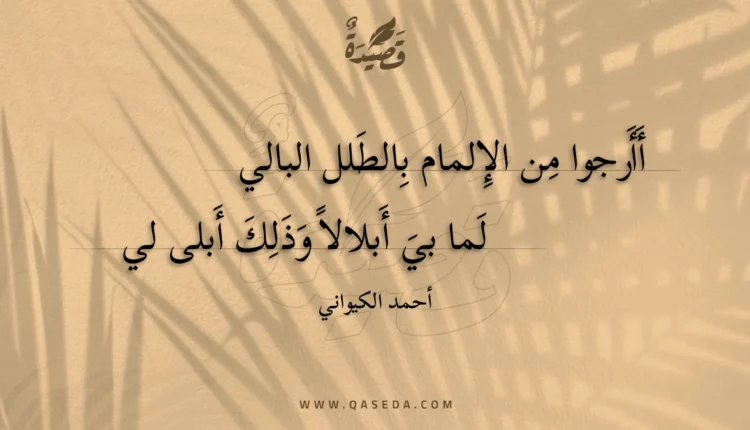 قصيدة أأرجوا من الإلمام بالطلل البالي