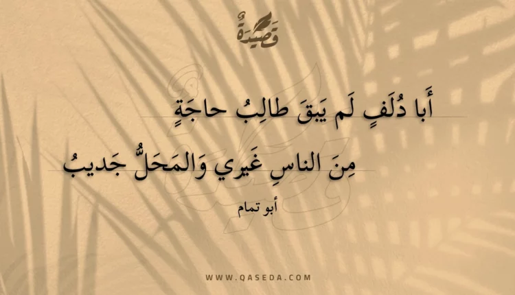 قصيدة أبا دلف لم يبق طالب حاجة