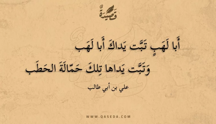 قصيدة أبا لهب تبت يداك أبا لهب