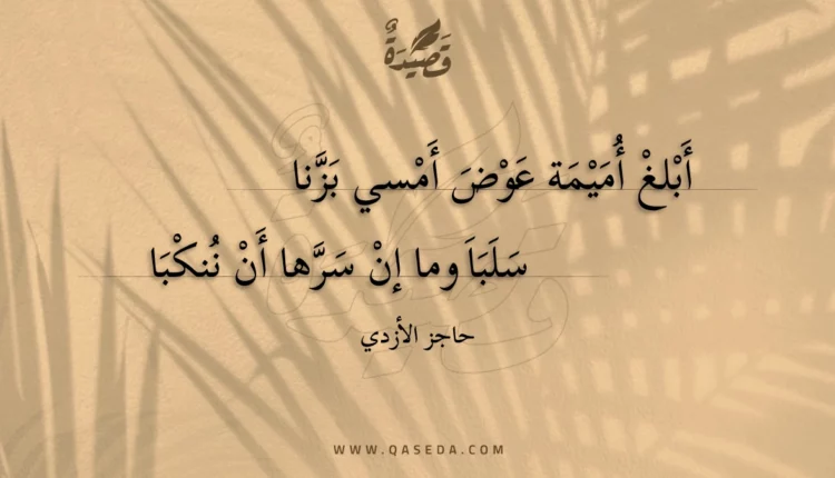 قصيدة أبلغ أميمة عوض أمسي بزنا