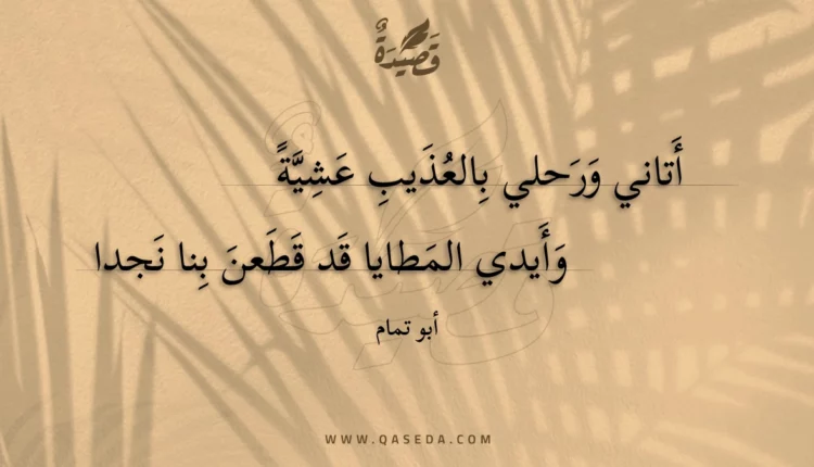 قصيدة أتاني ورحلي بالعذيب عشية