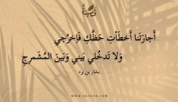 قصيدة أجارتنا أخطأت حظك فاخرجي