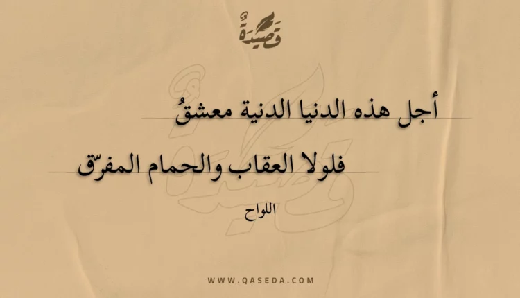 قصيدة أجل هذه الدنيا الدنية معشق