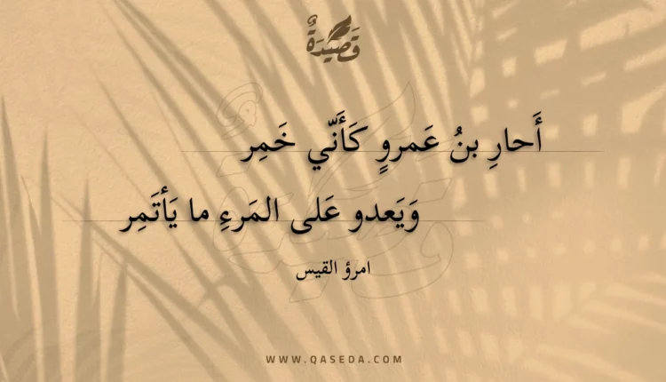 قصيدة أحار بن عمرو كأني خمر