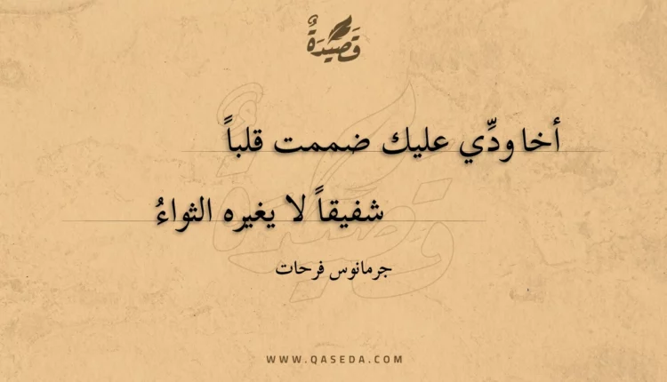 قصيدة أخا ودي عليك ضممت قلبا