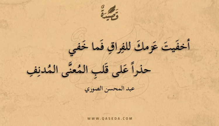 قصيدة أخفيت عزمك للفراق فما خفي