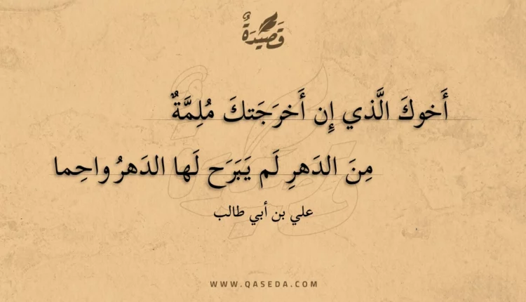 قصيدة أخوك الذي إن أخرجتك ملمة