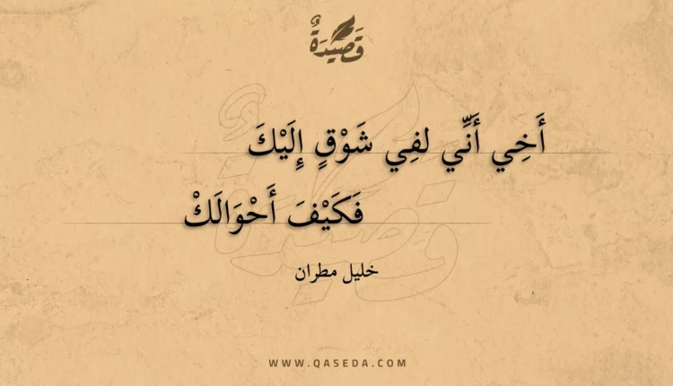 قصيدة أخي أني لفي شوق إليك