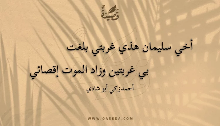 قصيدة أخي سليمان هذي غربتي بلغت
