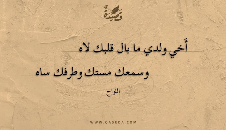 قصيدة أخي ولدي ما بال قلبك لاه
