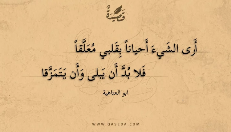 قصيدة أرى الشيء أحيانا بقلبي معلقا