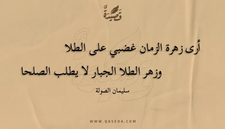 قصيدة أرى زهرة الزمان غضبي على الطلا