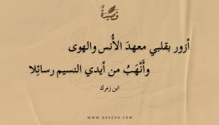 قصيدة أزور بقلبي معهد الأنس والهوى
