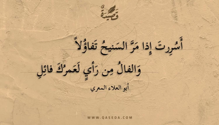 قصيدة أسررت إذا مر السنيح تفاؤلا