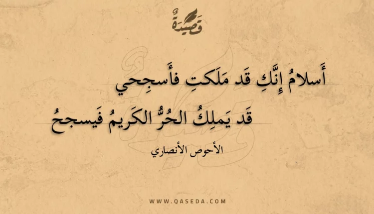 قصيدة أسلام إنك قد ملكت فأسجحي