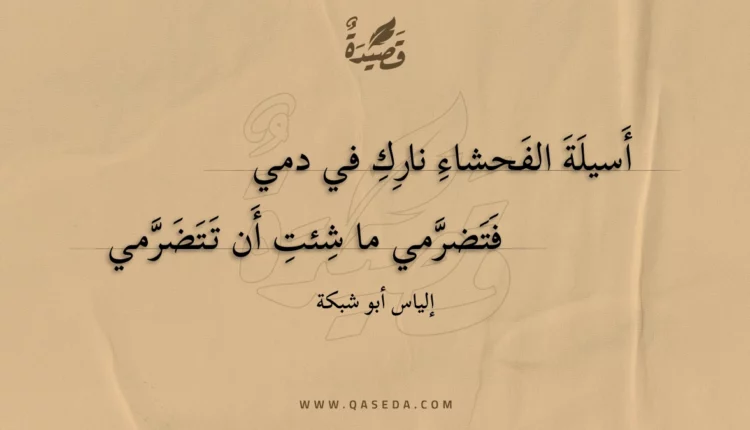 قصيدة أسيلة الفحشاء نارك في دمي