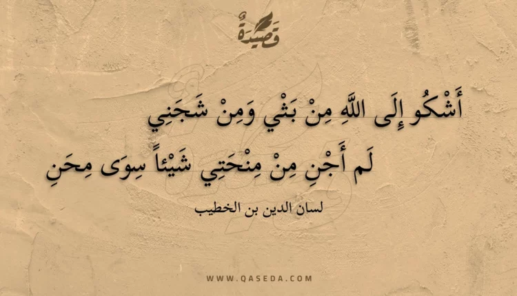 قصيدة أشكو إلى الله من بثي ومن شجني