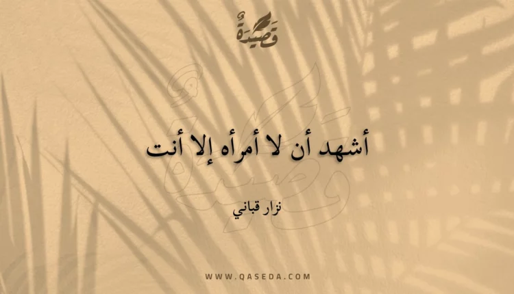 قصيدة أشهد أن لا أمرأه إلا أنت