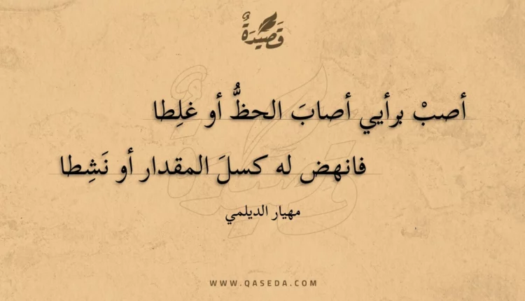 قصيدة أصب برأيي أصاب الحظ أو غلطا