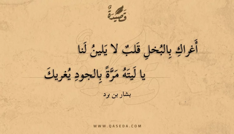 قصيدة أغراك بالبخل قلب لا يلين لنا