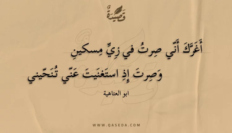 قصيدة أغرك أني صرت في زي مسكين