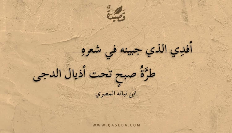قصيدة أفدي الذي جبينه في شعره
