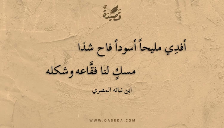 قصيدة أفدي مليحا أسودا فاح شذا