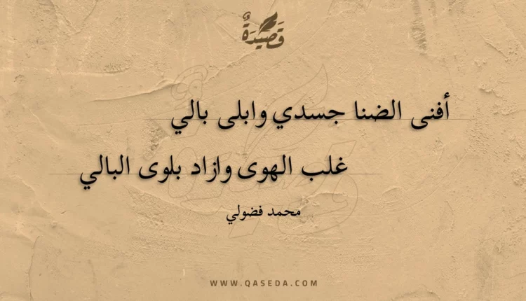 قصيدة أفنى الضنا جسدي وابلى بالي