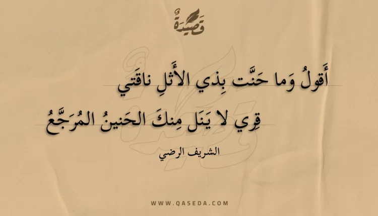 قصيدة أقول وما حنت بذي الأثل ناقتي
