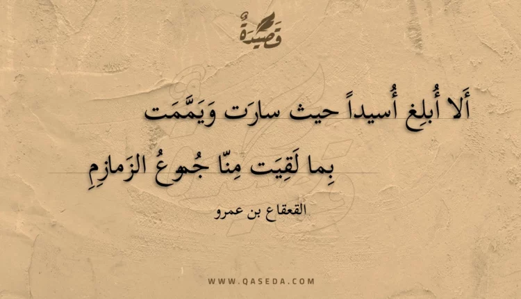قصيدة ألا أبلغ أسيداً حيث سارت ويممت