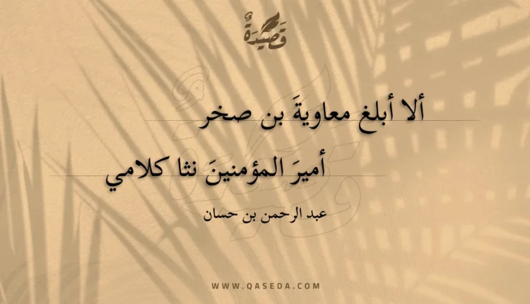 قصيدة ألا أبلغ معاوية بن صخر