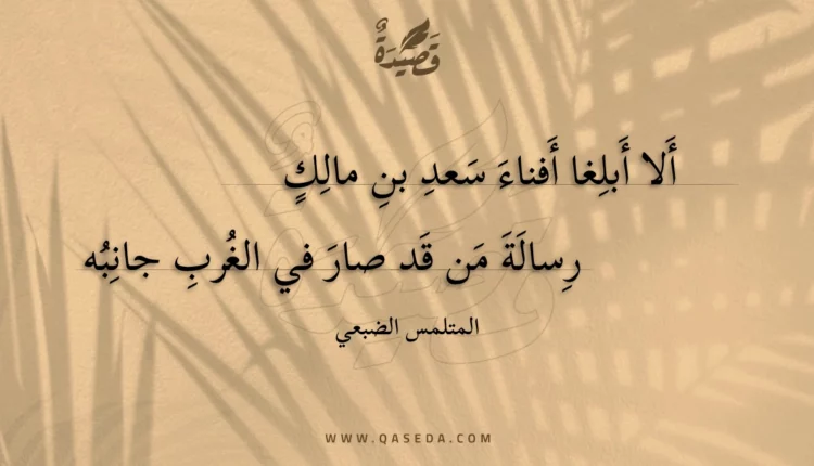 قصيدة ألا أبلغا أفناء سعد بن مالك