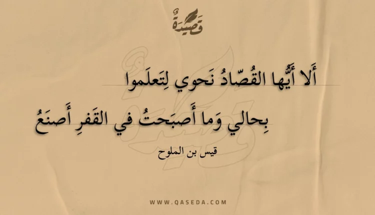 قصيدة ألا أيها القصاد نحوي لتعلموا