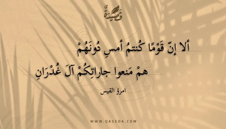 قصيدة ألا إن قوما كنتم أمس دونهم