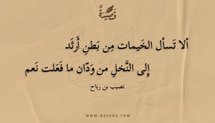 قصيدة ألا تسأل الخيمات من بطن أرثد
