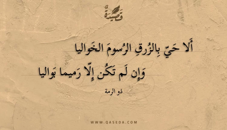 قصيدة ألا حي بالزرق الرسوم الخواليا