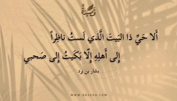قصيدة ألا حي ذا البيت الذي لست ناظرا