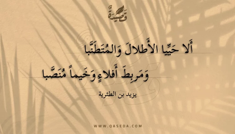 قصيدة ألا حييا الأطلال والمتطنبا