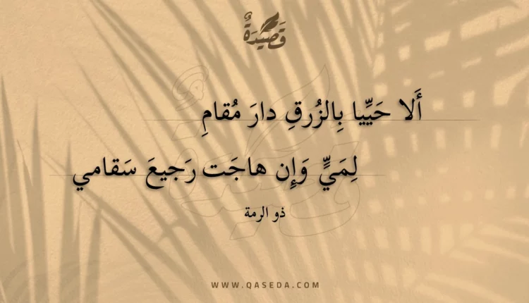 قصيدة ألا حييا بالزرق دار مقام