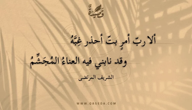 قصيدة ألا رب أمر بت أحذر غبه