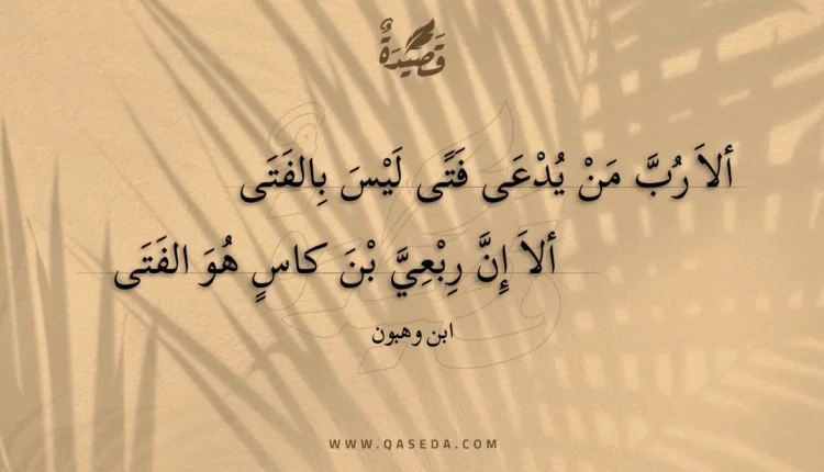 قصيدة ألا رب من يدعى فتى ليس بالفتى