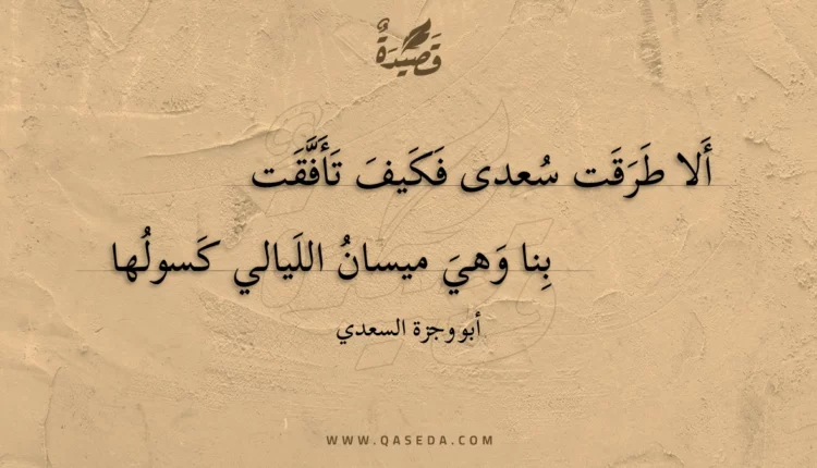 قصيدة ألا طرقت سعدى فكيف تأفقت