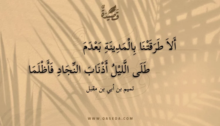 قصيدة ألا طرقتنا بالمدينة بعدم