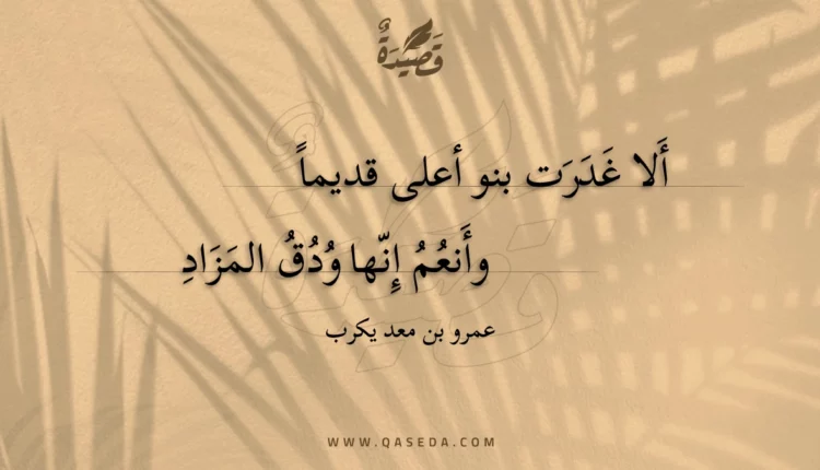 قصيدة ألا غدرت بنو أعلى قديما
