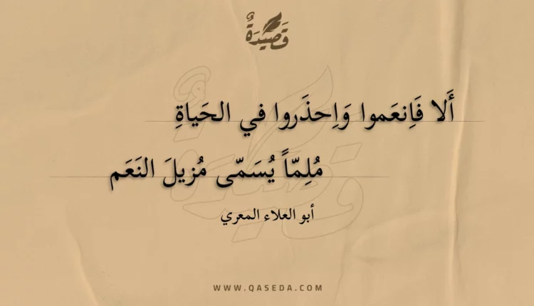 قصيدة ألا فانعموا واحذروا في الحياة