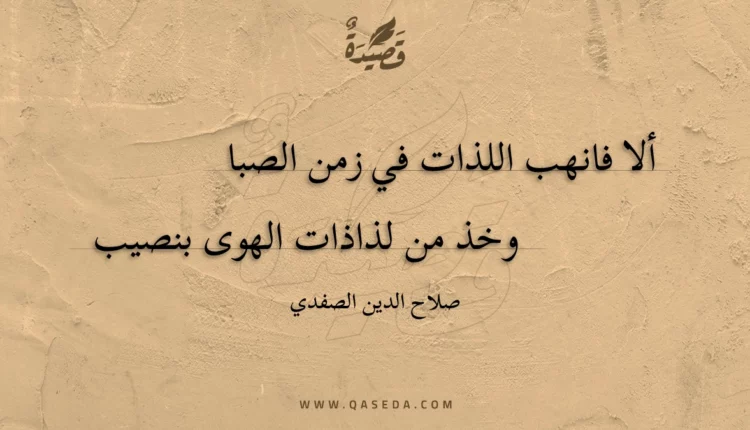قصيدة ألا فانهب اللذات في زمن الصبا