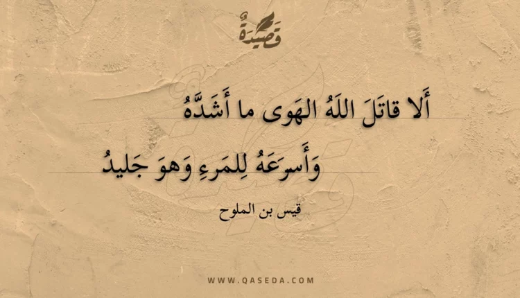 قصيدة ألا قاتل الله الهوى ما أشده