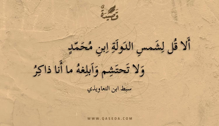 قصيدة ألا قل لشمس الدولة ابن محمد