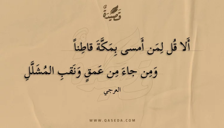 قصيدة ألا قل لمن أمسى بمكة قاطنا